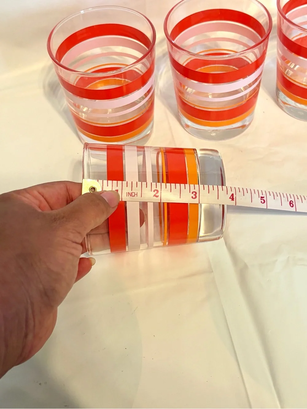 IKEA Paverka Mars Retro Mid Century Modern Striped Glass Cups 4 Pack 60s Style